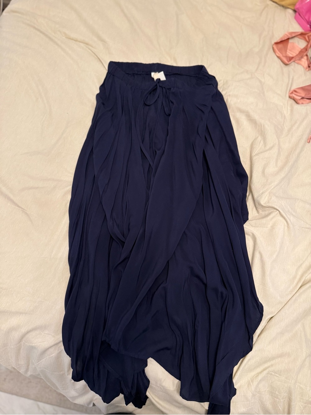 Elan Navy Asymmetrical Maxi Skirt